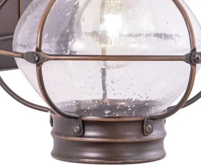 Alt view image 4 of 6 - VAXCEL OW21881BBZ Chatham 1 Light Bronze Coastal Outdoor Wall Lantern Clear