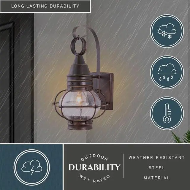 Alt view image 6 of 6 - VAXCEL OW21881BBZ Chatham 1 Light Bronze Coastal Outdoor Wall Lantern Clear