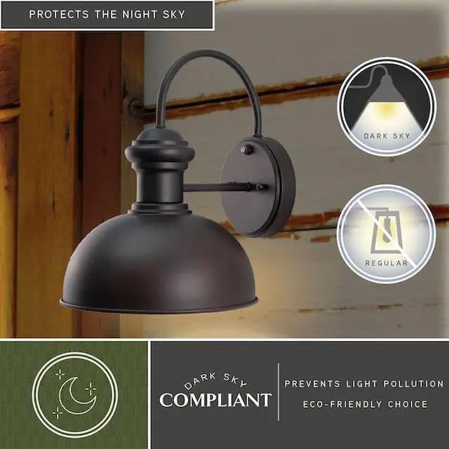 Alt view image 6 of 7 - VAXCEL T0016 Franklin 1 Light Dusk to Dawn Bronze Farmhouse Barn Dome Outdoor