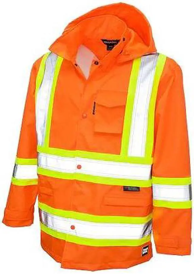 Main image of TOUGH DUCK S37221 Rain Jacket with Hood,Hi-Vis Orng,3XL