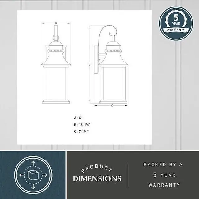 Alt view image 5 of 7 - VAXCEL T0473 Cambridge 1 Light Dusk to Dawn Bronze Outdoor Wall Lantern Clear