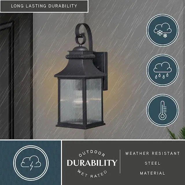 Alt view image 7 of 7 - VAXCEL T0473 Cambridge 1 Light Dusk to Dawn Bronze Outdoor Wall Lantern Clear