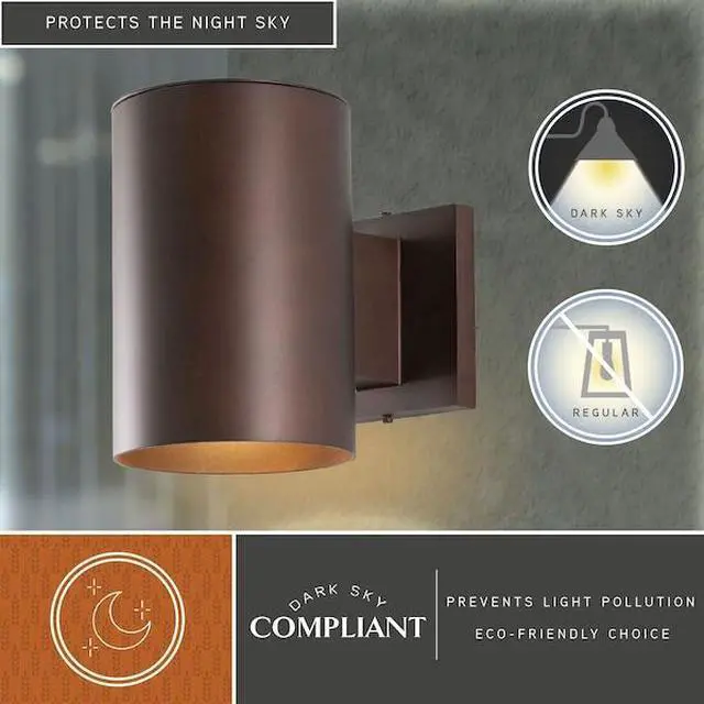 Alt view image 6 of 7 - VAXCEL CO-OWD050BZ Chiasso Aluminum 1 Light Bronze Dark Sky Cylinder Outdoor