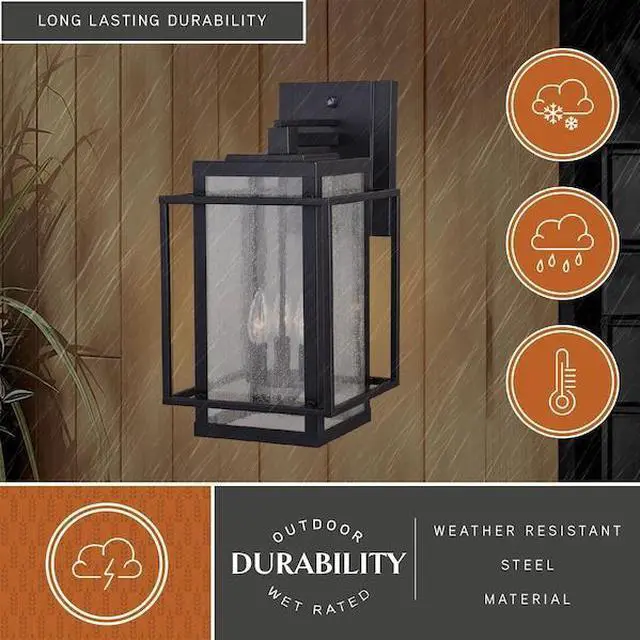 Alt view image 7 of 7 - VAXCEL T0468 Hyde Park 3 Light Dusk to Dawn Bronze Mission Outdoor Wall Lantern