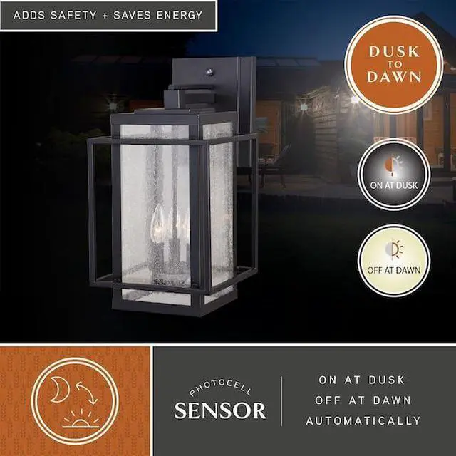 Alt view image 6 of 7 - VAXCEL T0468 Hyde Park 3 Light Dusk to Dawn Bronze Mission Outdoor Wall Lantern