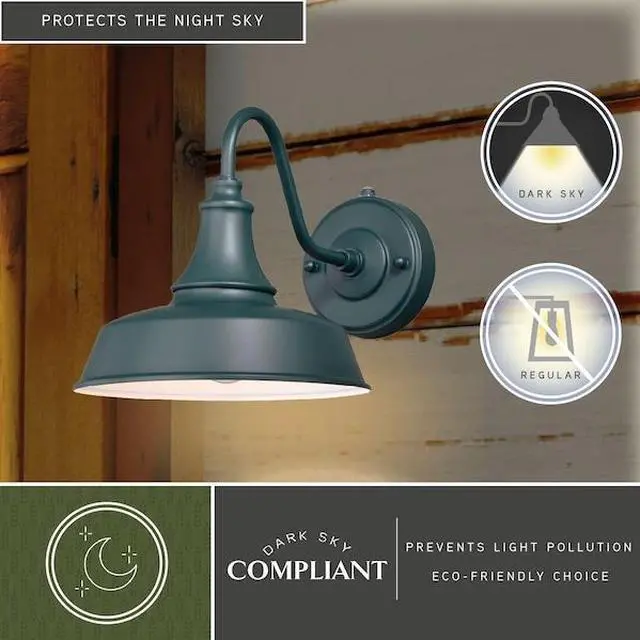 Alt view image 5 of 7 - VAXCEL T0482 Dorado 1 Light Dusk to Dawn Green White Farmhouse Barn Dome