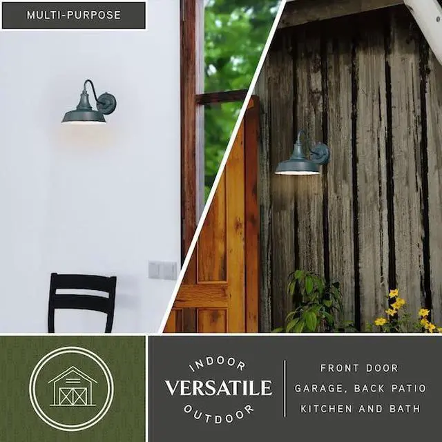 Alt view image 7 of 7 - VAXCEL T0482 Dorado 1 Light Dusk to Dawn Green White Farmhouse Barn Dome
