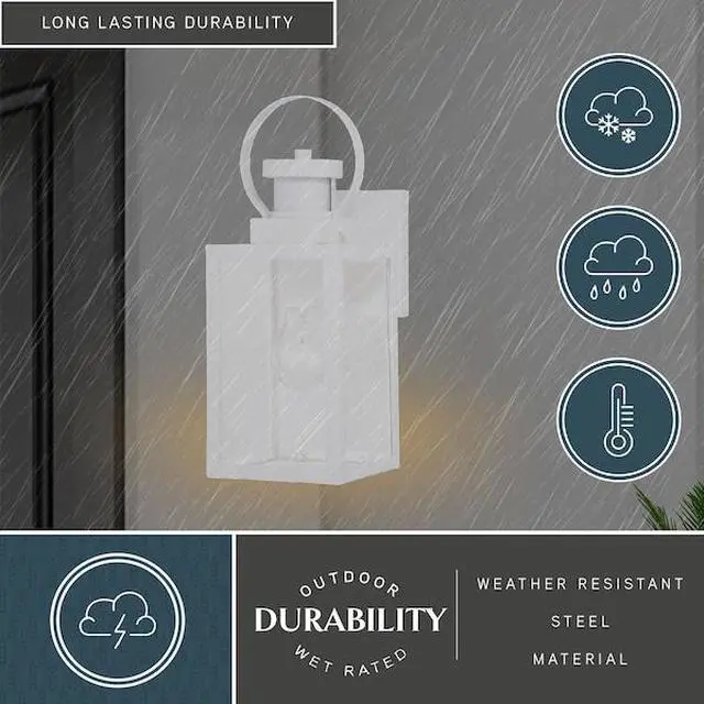 Alt view image 7 of 7 - VAXCEL T0568 Medinah White Motion Sensor Dusk to Dawn Outdoor Wall Light Clear