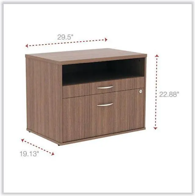 Alt view image 12 of 16 - Alera - LS583020WA - Alera Open Office Series Low File Cabinet Credenza, 29 1/2x19 1/8x22 7/8, Walnut