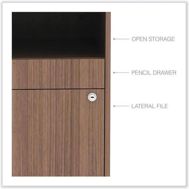 Alt view image 14 of 16 - Alera - LS583020WA - Alera Open Office Series Low File Cabinet Credenza, 29 1/2x19 1/8x22 7/8, Walnut