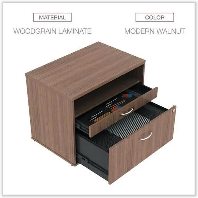 Alt view image 15 of 16 - Alera - LS583020WA - Alera Open Office Series Low File Cabinet Credenza, 29 1/2x19 1/8x22 7/8, Walnut