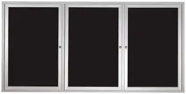 Main image of UNITED VISUAL PRODUCTS UV855B-SATIN-BLMELD Enclosed Dry Erase Bulletin Board