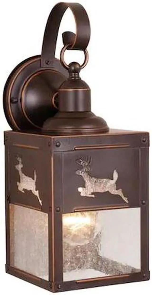 Main image of VAXCEL OW33553BBZ Bryce 1 Light Bronze Rustic Deer Tree Outdoor Wall Lantern
