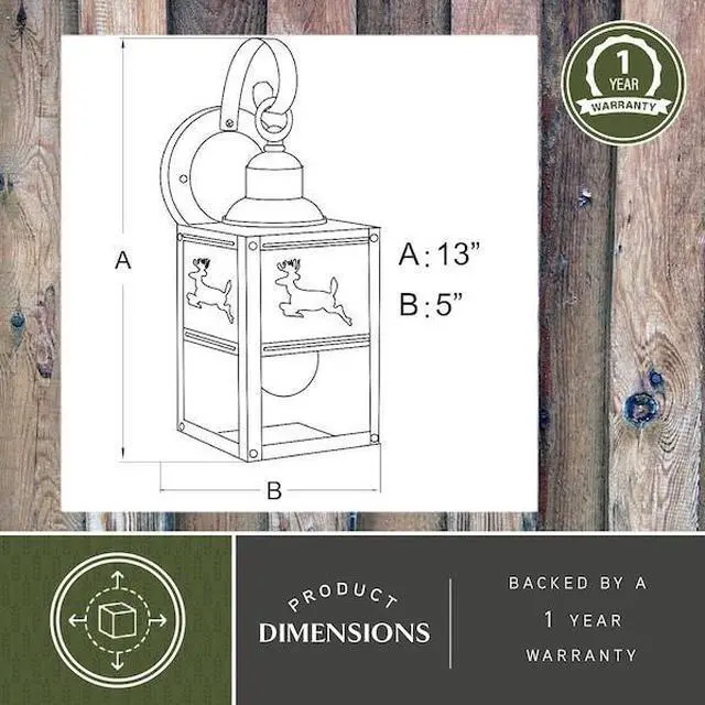 Alt view image 4 of 7 - VAXCEL OW33553BBZ Bryce 1 Light Bronze Rustic Deer Tree Outdoor Wall Lantern