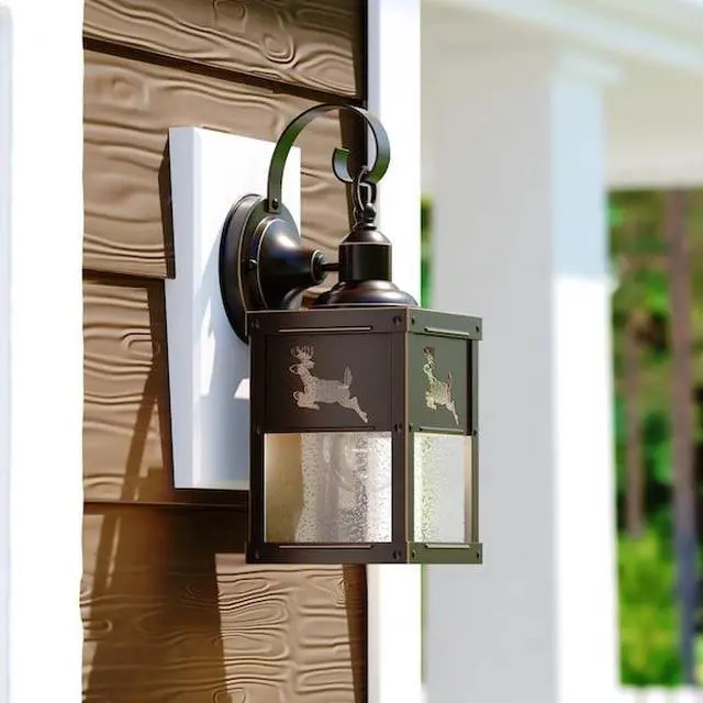 Alt view image 7 of 7 - VAXCEL OW33553BBZ Bryce 1 Light Bronze Rustic Deer Tree Outdoor Wall Lantern