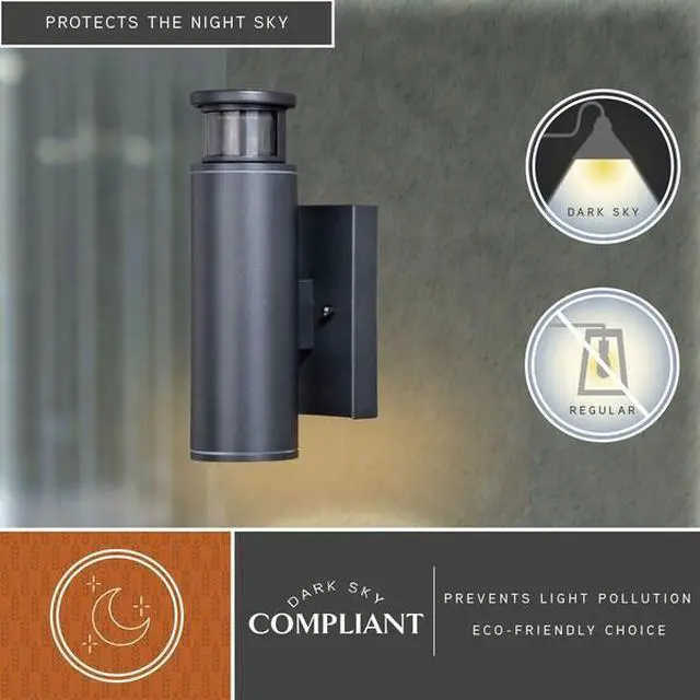 Alt view image 4 of 7 - VAXCEL T0344 Chiasso Black LED Motion Sensor Dusk to Dawn Dark Sky Outdoor Wall