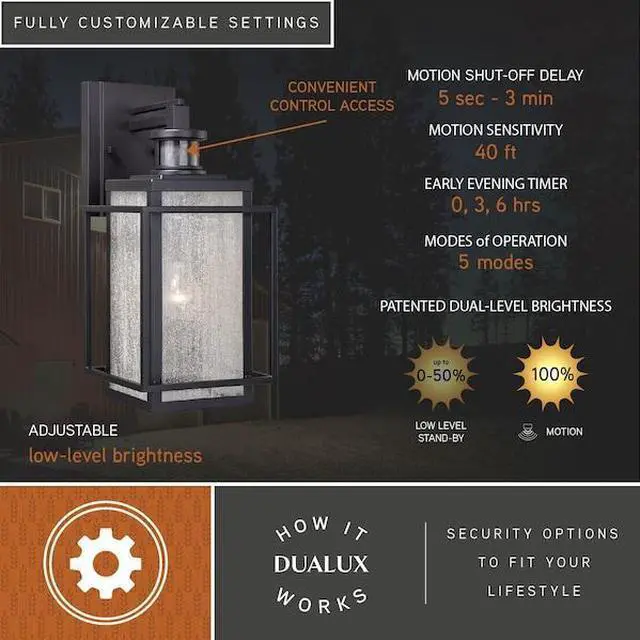 Alt view image 5 of 7 - VAXCEL T0469 Hyde Bronze Motion Sensor Dusk to Dawn Outdoor Mission Wall Light