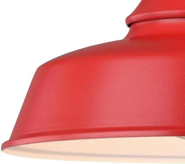 Alt view image 3 of 7 - VAXCEL T0486 Dorado 1 Light Dusk to Dawn Red White Farmhouse Barn Dome Outdoor