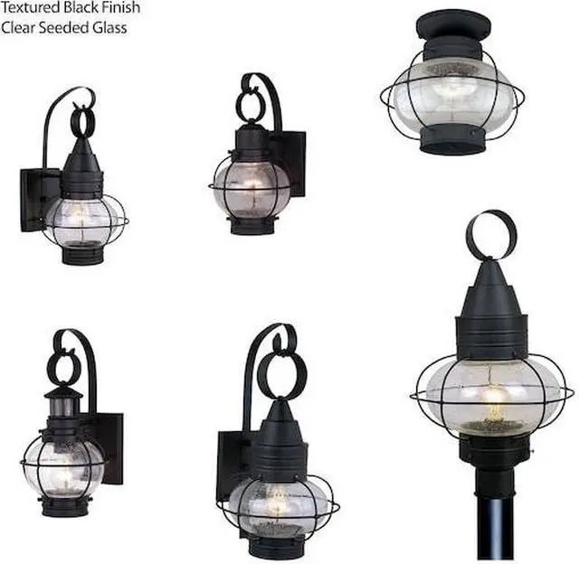 Alt view image 2 of 7 - VAXCEL OW21881TB Chatham 1 Light Black Coastal Outdoor Wall Lantern Clear Glass