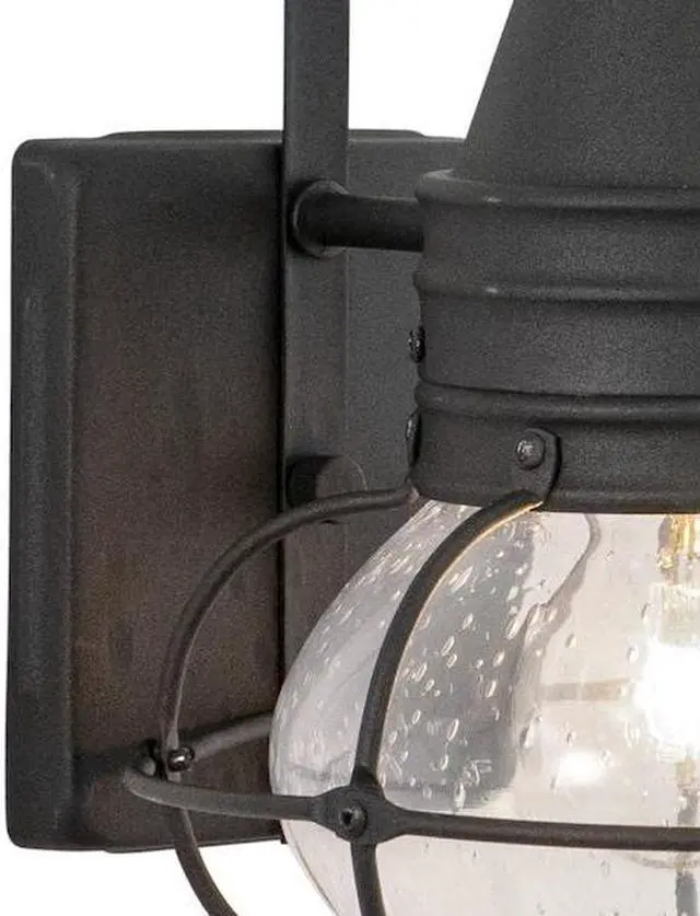 Alt view image 3 of 7 - VAXCEL OW21881TB Chatham 1 Light Black Coastal Outdoor Wall Lantern Clear Glass