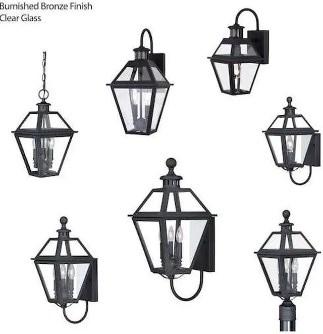 Alt view image 2 of 7 - VAXCEL T0078 Nottingham 1 Light Black Empire Outdoor Wall Lantern Clear Glass