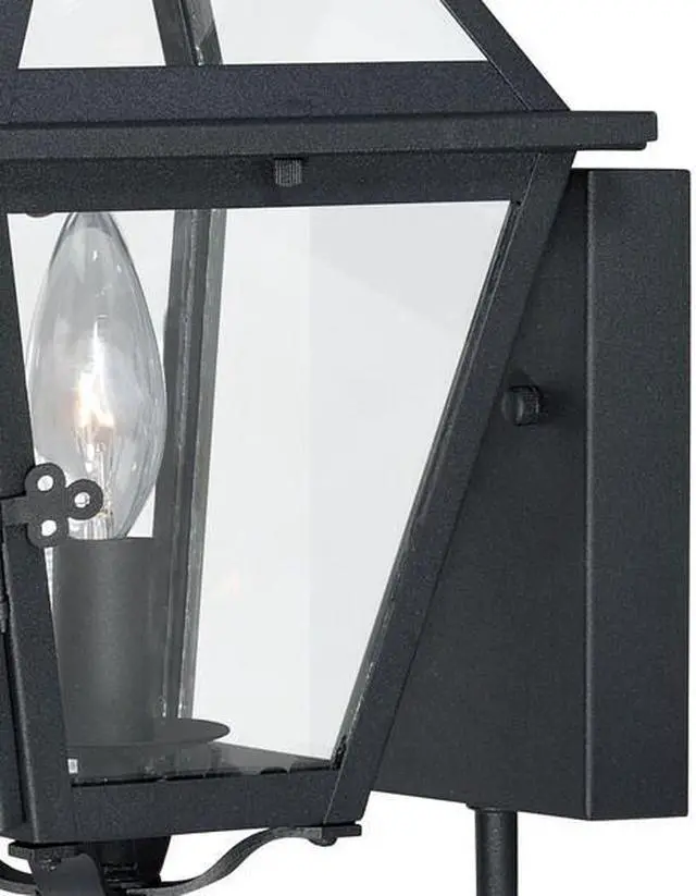 Alt view image 3 of 7 - VAXCEL T0078 Nottingham 1 Light Black Empire Outdoor Wall Lantern Clear Glass