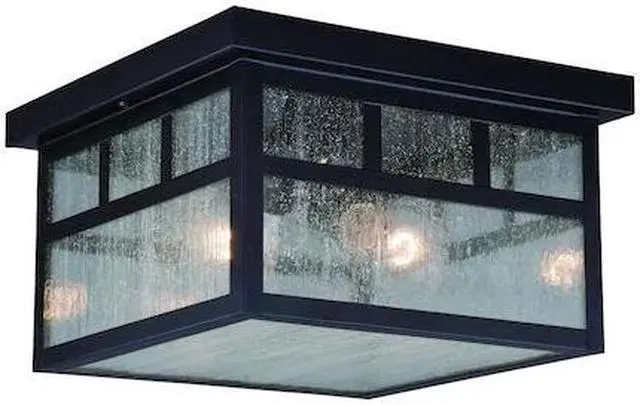 Main image of VAXCEL T0440 Mission Bronze Square Outdoor Flush Mount Ceiling Light Clear Glass