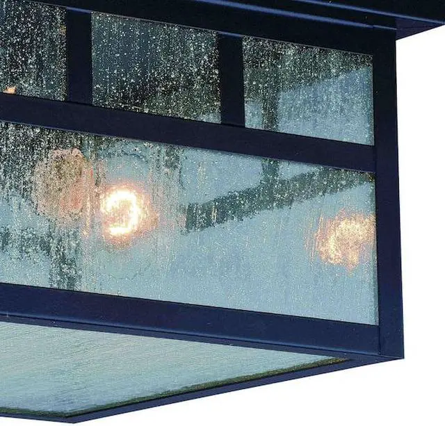 Alt view image 2 of 3 - VAXCEL T0440 Mission Bronze Square Outdoor Flush Mount Ceiling Light Clear Glass