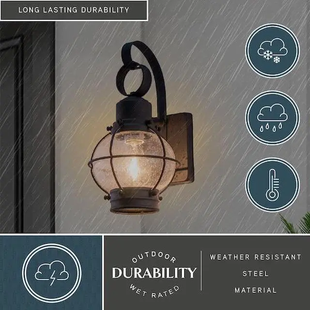 Alt view image 5 of 5 - Chatham 1 Light Black Coastal Outdoor Wall Lantern Clear Glass