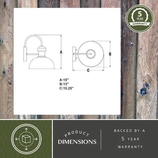 Alt view image 5 of 7 - VAXCEL T0347 Franklin 1 Light Dusk to Dawn Bronze Gold Farmhouse Barn Dome