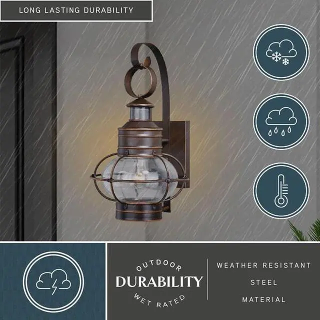 Alt view image 7 of 7 - VAXCEL T0249 Chatham Bronze Motion Sensor Dusk to Dawn Coastal Outdoor Wall