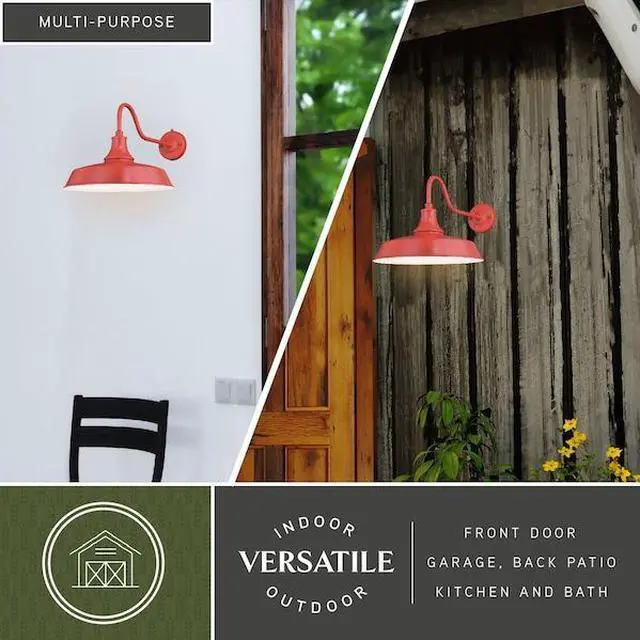 Alt view image 7 of 7 - VAXCEL T0488 Dorado 1 Light Dusk to Dawn Red White Farmhouse Barn Dome Outdoor