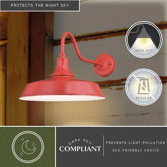 Alt view image 5 of 7 - VAXCEL T0488 Dorado 1 Light Dusk to Dawn Red White Farmhouse Barn Dome Outdoor