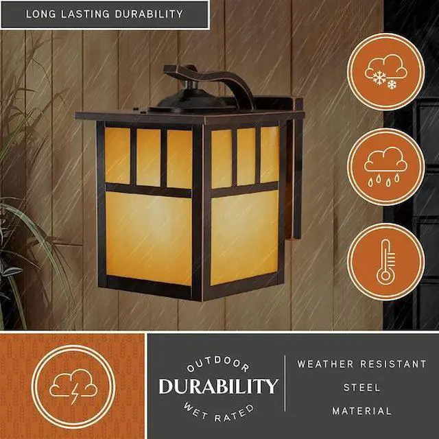 Alt view image 5 of 5 - Vaxcel Indoor Outdoor Wall Light - Mission Oil Burnished Bronze Craftsman 7.25" Front Porch Light With Honey Opal Glass, Wall Mount Garage Coach Lights, Front Porch Lanterns, Outdoor Carriage Lig