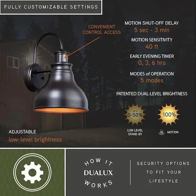 Alt view image 5 of 7 - VAXCEL T0259 Delano Bronze Motion Sensor Dusk to Dawn Farmhouse Barn Dark Sky