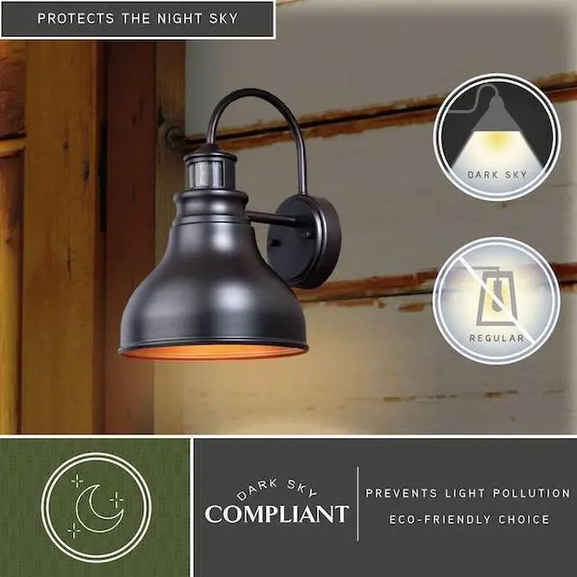 Alt view image 4 of 7 - VAXCEL T0259 Delano Bronze Motion Sensor Dusk to Dawn Farmhouse Barn Dark Sky