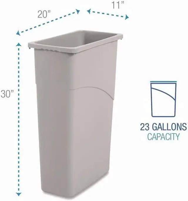 Alt view image 13 of 18 - Boardwalk Slim Waste Container, 23 Gal, Gray, Plastic 23GLSJGRA