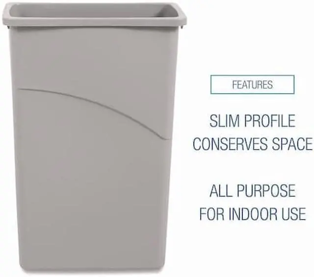Alt view image 14 of 18 - Boardwalk Slim Waste Container, 23 Gal, Gray, Plastic 23GLSJGRA