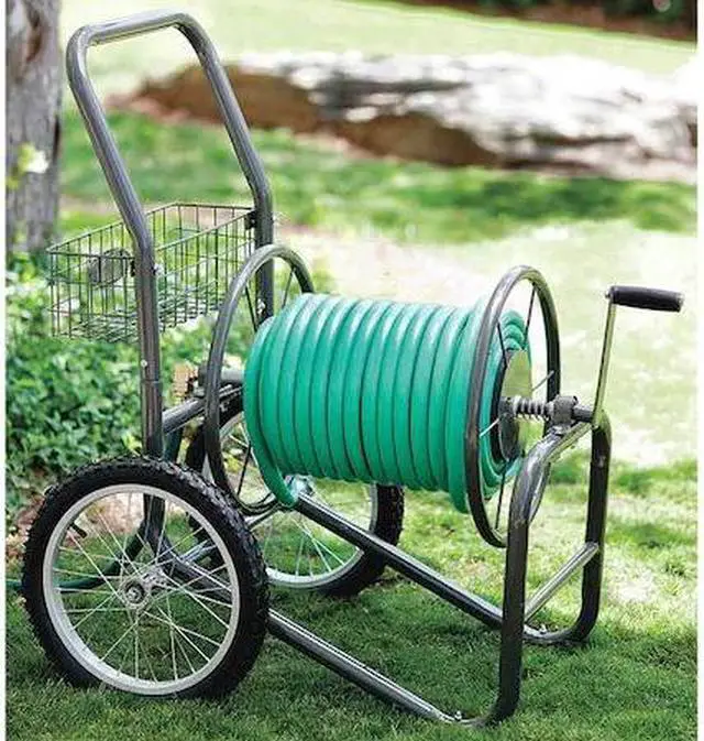 Alt view image 15 of 20 - Liberty Garden 880 Two Wheel Hose Cart - 2 Casters - 24" Width x 36.8" Depth x 38.8" Height - Steel Frame - Bronze