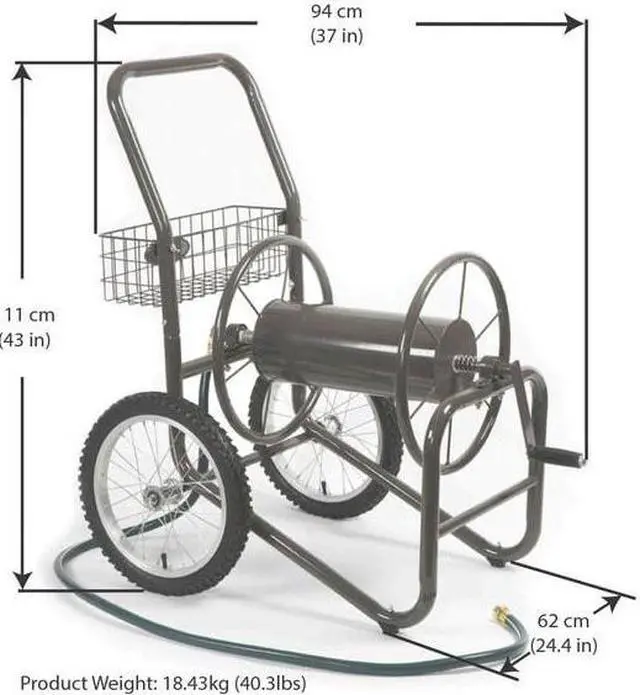 Alt view image 19 of 20 - Liberty Garden 880 Two Wheel Hose Cart - 2 Casters - 24" Width x 36.8" Depth x 38.8" Height - Steel Frame - Bronze