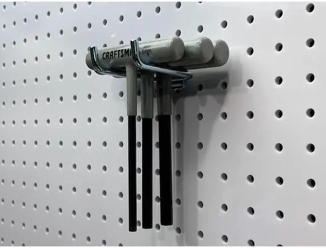 Alt view image 3 of 8 - Triton Products 72318 DuraHook 2-3/4-Inch Double Rod 80-Degree Bend 1/4-Inch Diameter Zinc Plated Steel Pegboard Hook for DuraBoard or 1/8 Inch and 1/4 Inch Pegboard, 10-Pack