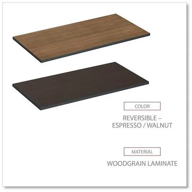Alt view image 10 of 14 - Reversible Laminate Table Top, Rectangular, 47 5/8w x 23 5/8d, Espresso/Walnut