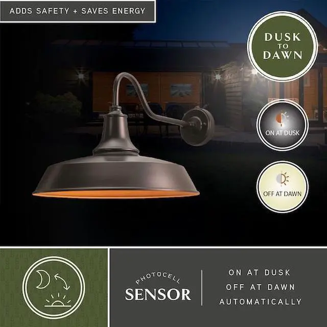 Alt view image 5 of 7 - VAXCEL T0572 Dorado 1 Light Dusk to Dawn Bronze Farmhouse Outdoor Wall Barn