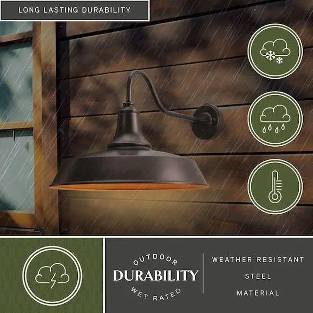 Alt view image 7 of 7 - VAXCEL T0572 Dorado 1 Light Dusk to Dawn Bronze Farmhouse Outdoor Wall Barn