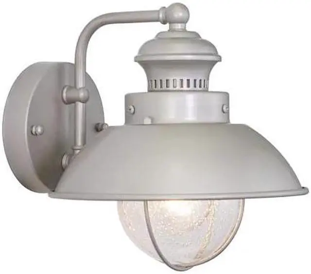 Alt view image 2 of 8 - VAXCEL Farmhouse Outdoor Porch Light - Harwich 8" Brushed Nickel Coastal Wall Sconce with Clear Seeded Glass Shade, Indoor-Outdoor Barn Lighting for Garage, Front Door, Patio, Entryway