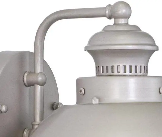 Alt view image 4 of 8 - VAXCEL Farmhouse Outdoor Porch Light - Harwich 8" Brushed Nickel Coastal Wall Sconce with Clear Seeded Glass Shade, Indoor-Outdoor Barn Lighting for Garage, Front Door, Patio, Entryway