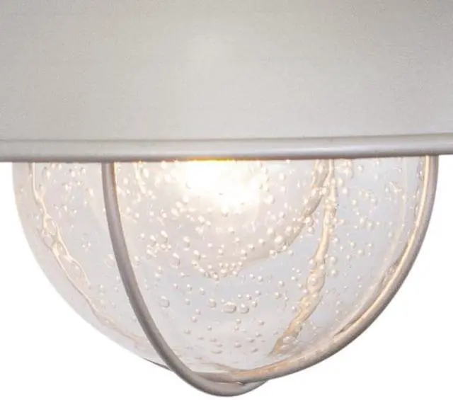 Alt view image 6 of 8 - VAXCEL Farmhouse Outdoor Porch Light - Harwich 8" Brushed Nickel Coastal Wall Sconce with Clear Seeded Glass Shade, Indoor-Outdoor Barn Lighting for Garage, Front Door, Patio, Entryway