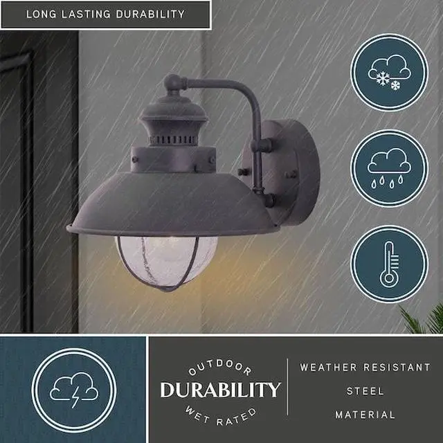 Alt view image 7 of 7 - VAXCEL T0268 Harwich 1 Light Gray Coastal Barn Dome Outdoor Wall Lantern Clear