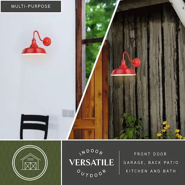 Alt view image 6 of 7 - VAXCEL T0487 Dorado 1 Light Dusk to Dawn Red White Farmhouse Barn Dome Outdoor