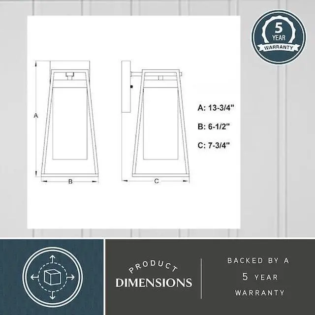 Alt view image 5 of 7 - VAXCEL T0585 Nash 6.5-in Black Outdoor Modern Wall Lantern, Dusk to Dawn